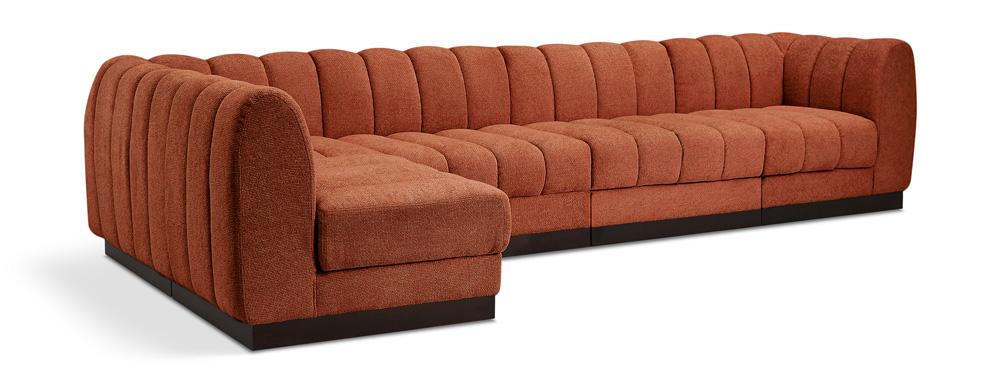 Meridian Furniture - Quinn Cognac Chenille Fabric Modular Sectional - 5Pc - 124Cognac-Sec5A veiw 1
