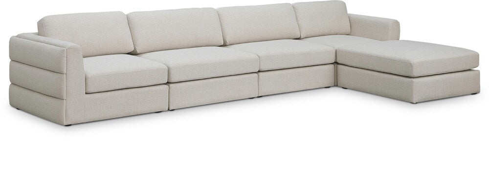 Meridian Furniture - Beckham Beige Durable Linen Textured Fabric Modular Sectional - 5Pc - 681Beige-Sec5A veiw 1