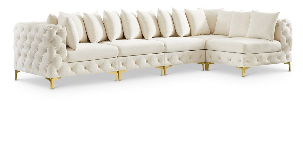 Meridian Furniture - Tremblay Cream Velvet Modular Sectional - 5Pc - 686Cream-Sec5A veiw 1