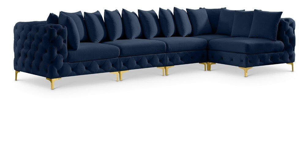 Meridian Furniture - Tremblay Navy Velvet Modular Sectional - 5Pc - 686Navy-Sec5A veiw 1