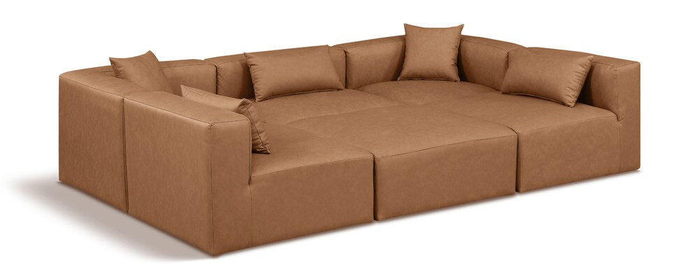 Meridian Furniture - Cube Brown Vegan Leather Modular Sectional - 6Pc - 668Brown-Sec6C veiw 1
