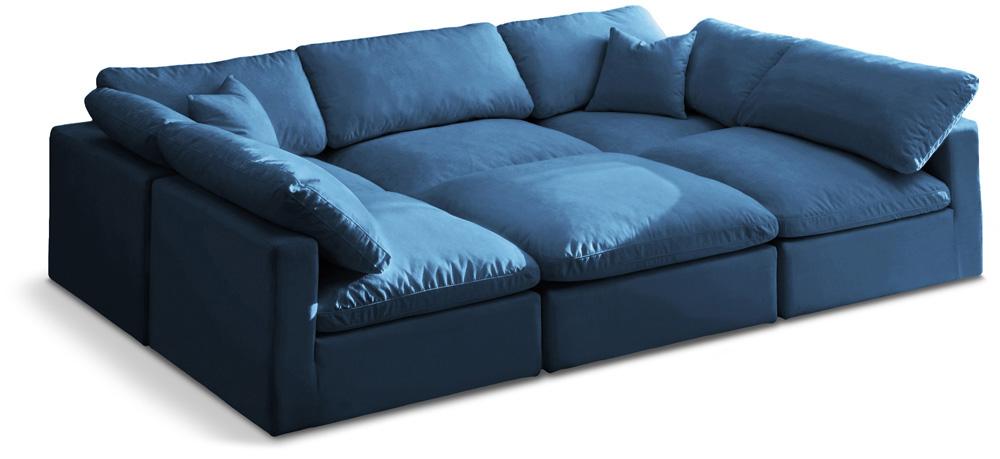 Meridian Furniture - Plush Navy Velvet Standard Comfort Modular Sectional - 6Pc - 602Navy-Sec6C veiw 1
