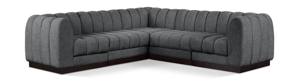 Meridian Furniture - Quinn Grey Chenille Fabric Modular Sectional - 5Pc - 124Grey-Sec5C veiw 1