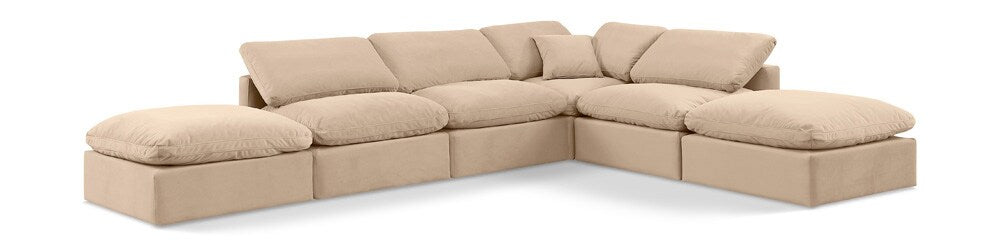 Meridian Furniture - Indulge Beige Velvet Modular Sectional - 6Pc - 147Beige-Sec6E veiw 1