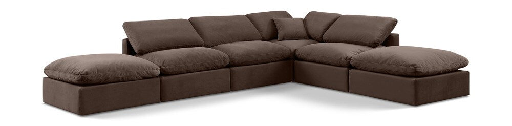 Meridian Furniture - Indulge Brown Velvet Modular Sectional - 6Pc - 147Brown-Sec6E veiw 1