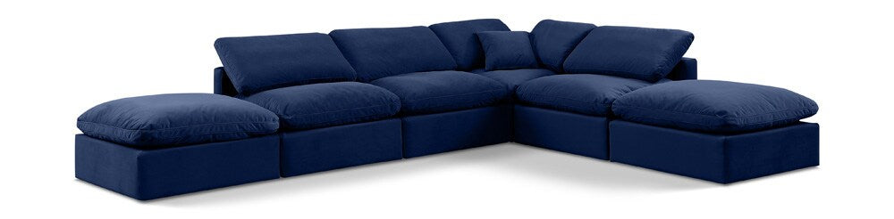 Meridian Furniture - Indulge Navy Velvet Modular Sectional - 6Pc - 147Navy-Sec6E veiw 1