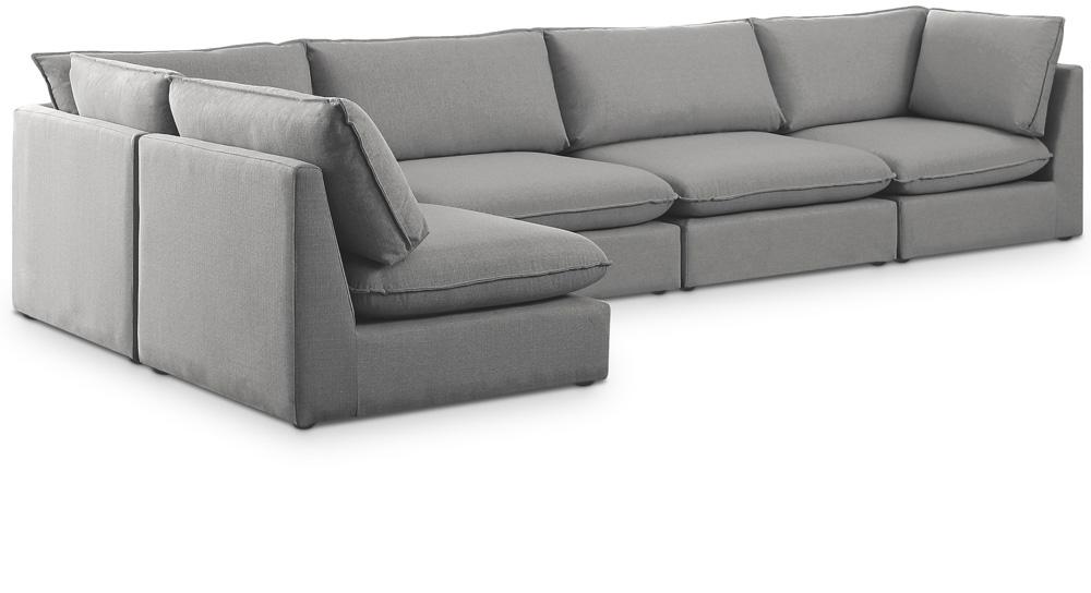 Meridian Furniture - Mackenzie Grey Durable Linen Textured Modular Sectional - 5Pc - 688Grey-Sec5A veiw 1