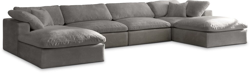 Meridian Furniture - Cozy Grey Velvet Comfort Modular Sectional - 6Pc - 634Grey-Sec6B veiw 1