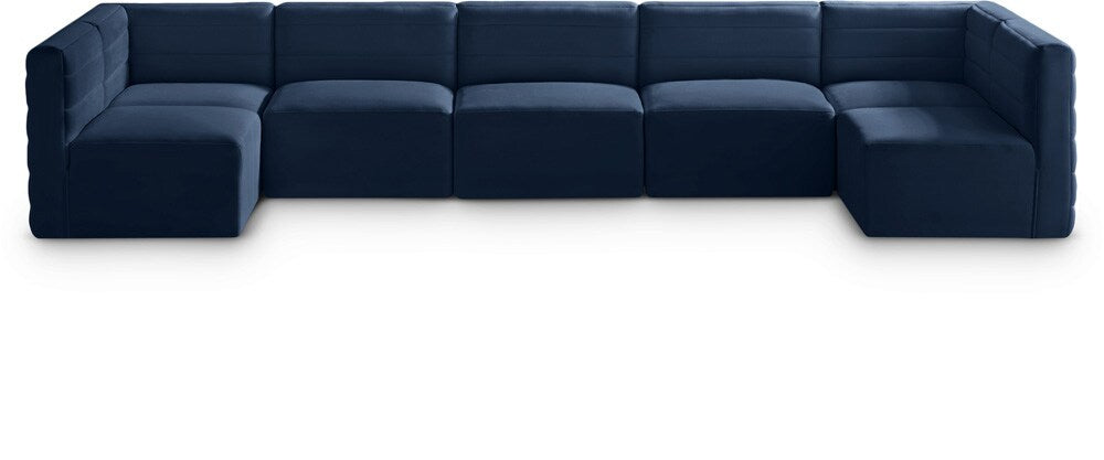 Meridian Furniture - Quincy Navy Velvet Modular Sectional - 7Pc - 677Navy-Sec7B veiw 1