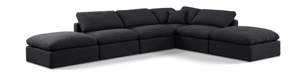 Meridian Furniture - Indulge Black Linen Textured Fabric Modular Sectional - 6Pc - 141Black-Sec6E veiw 1
