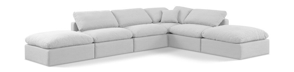 Meridian Furniture - Indulge White Linen Textured Fabric Modular Sectional - 6Pc - 141White-Sec6E veiw 1