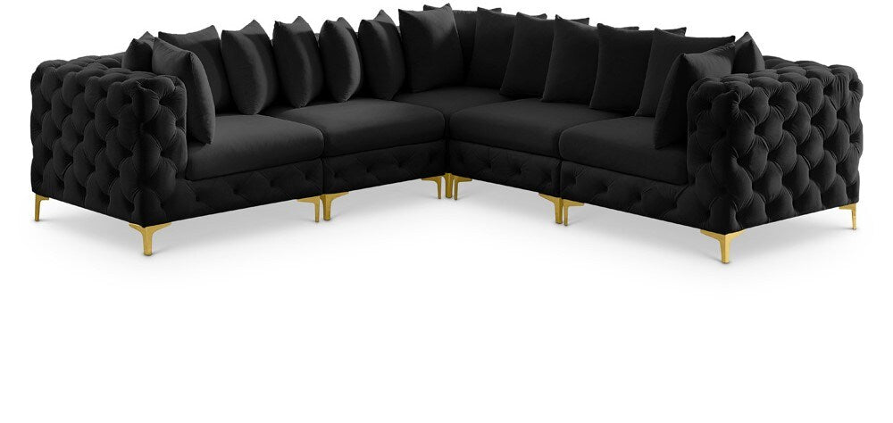 Meridian Furniture - Tremblay Black Velvet Modular Sectional - 5Pc - 686Black-Sec5C veiw 1