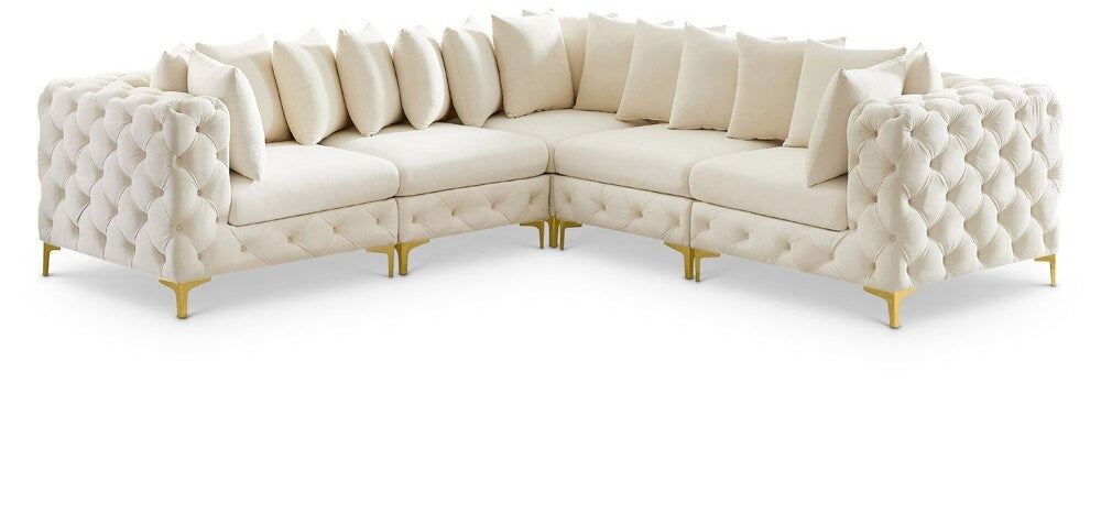 Meridian Furniture - Tremblay Cream Velvet Modular Sectional - 5Pc - 686Cream-Sec5C veiw 1