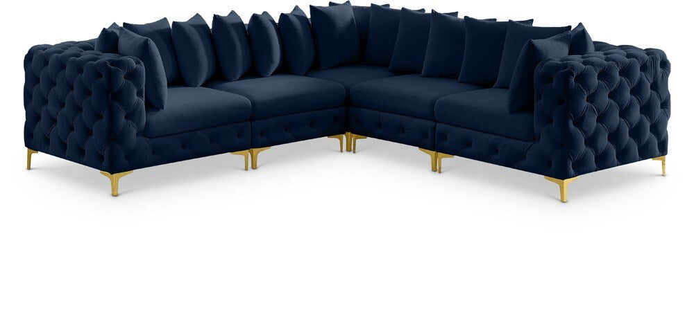 Meridian Furniture - Tremblay Navy Velvet Modular Sectional - 5Pc - 686Navy-Sec5C veiw 1