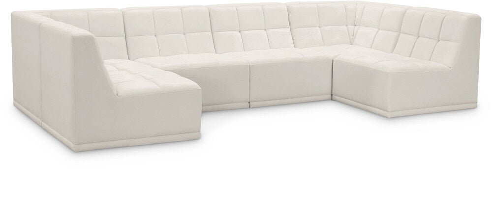 Meridian Furniture - Relax Cream Velvet Modular Sectional - 6Pc - 650Cream-Sec6B veiw 1