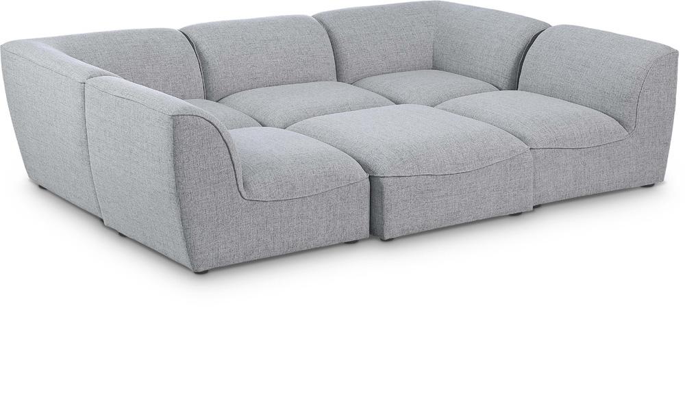 Meridian Furniture - Miramar Grey Durable Linen Textured Modular Sectional - 6Pc - 683Grey-Sec6C veiw 1