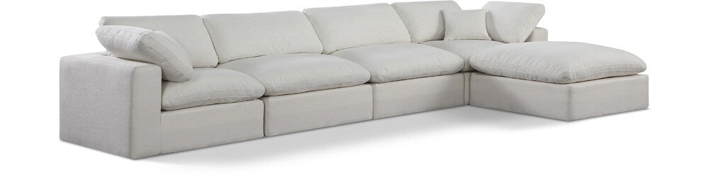 Meridian Furniture - Comfy Cream Linen Textured Fabric Modular Sectional - 5Pc - 187Cream-Sec5A veiw 1
