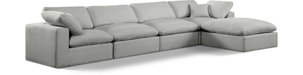 Meridian Furniture - Comfy Grey Linen Textured Fabric Modular Sectional - 5Pc - 187Grey-Sec5A veiw 1