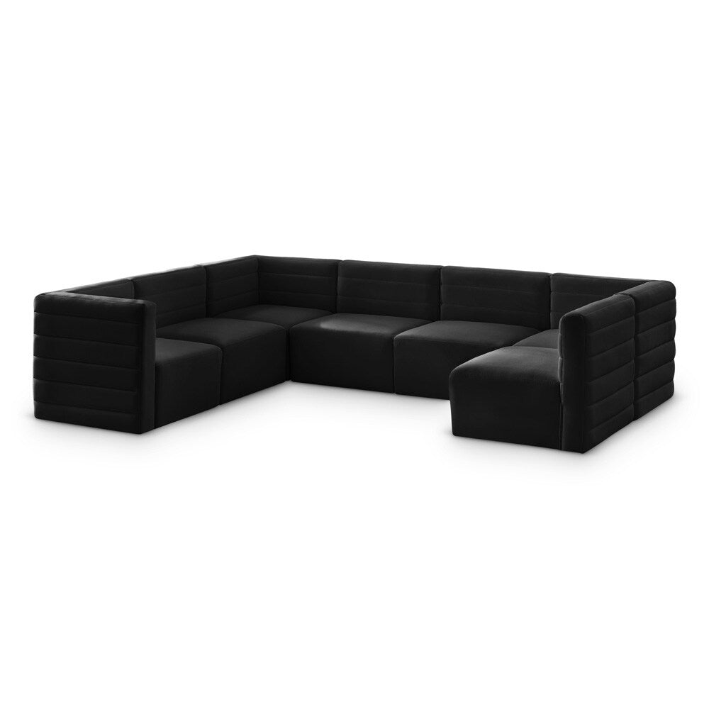 Meridian Furniture - Quincy Black Velvet Modular Sectional - 7Pc - 677Black-Sec7A veiw 1