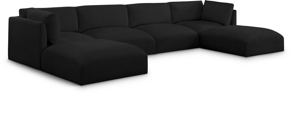 Meridian Furniture - Ease Black Polyester Fabric Modular Sectional - 6Pc - 696Black-Sec6C veiw 1