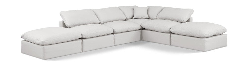 Meridian Furniture - Indulge Cream Vegan Leather Modular Sectional - 6Pc - 146Cream-Sec6E veiw 1