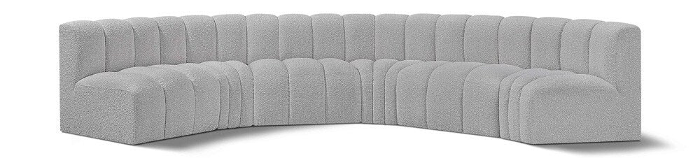 Meridian Furniture - Arc Grey Boucle Fabric Modular Sofa - 6Pc - 102Grey-S6B veiw 1