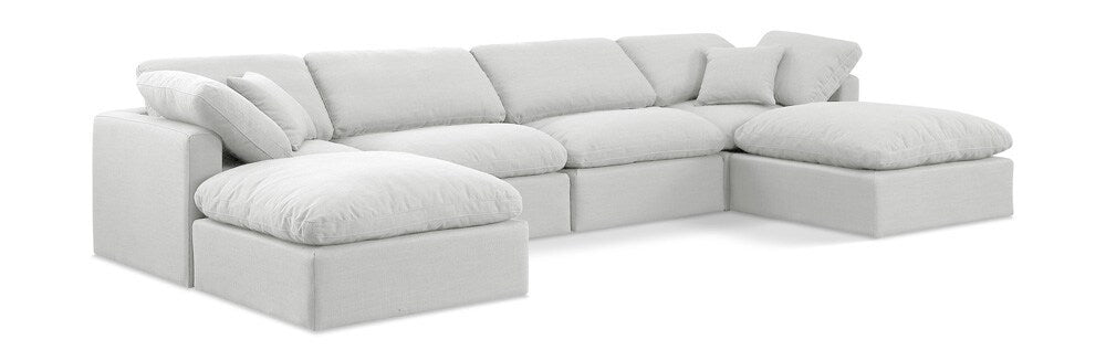 Meridian Furniture - Indulge White Linen Textured Fabric Modular Sectional - 6Pc - 141White-Sec6B veiw 1