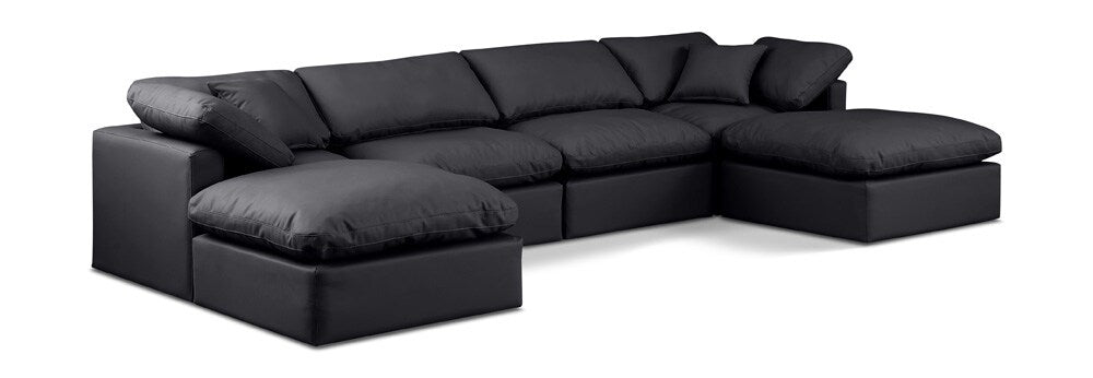 Meridian Furniture - Indulge Black Vegan Leather Modular Sectional - 6Pc - 146Black-Sec6B veiw 1