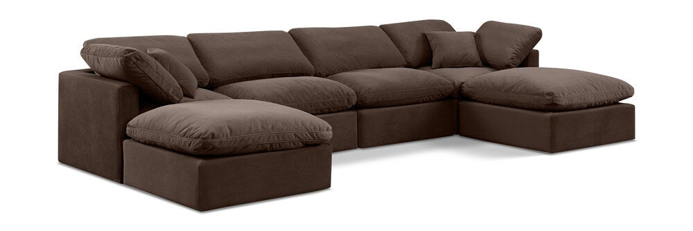 Meridian Furniture - Indulge Brown Velvet Modular Sectional - 6Pc - 147Brown-Sec6B veiw 1