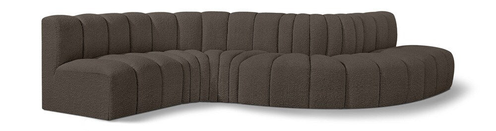 Meridian Furniture - Arc Brown Boucle Fabric Modular Sofa - 6Pc - 102Brown-S6A veiw 1