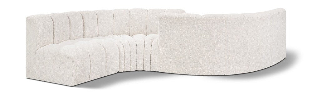 Meridian Furniture - Arc Cream Boucle Fabric Modular Sofa - 6Pc - 102Cream-S6D veiw 1