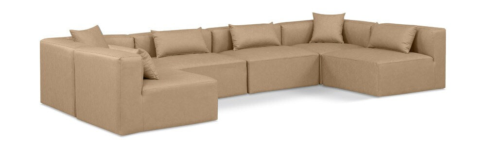 Meridian Furniture - Cube Tan Vegan Leather Modular Sectional - 6Pc - 668Tan-Sec6D veiw 1
