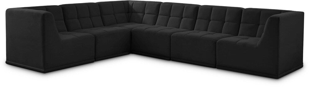 Meridian Furniture - Relax Black Velvet Modular Sectional - 6Pc - 650Black-Sec6A veiw 1