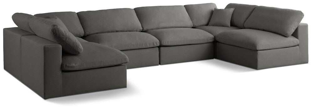 Meridian Furniture - Plush Grey Velvet Standard Comfort Modular Sectional - 6Pc - 602Grey-Sec6D veiw 1