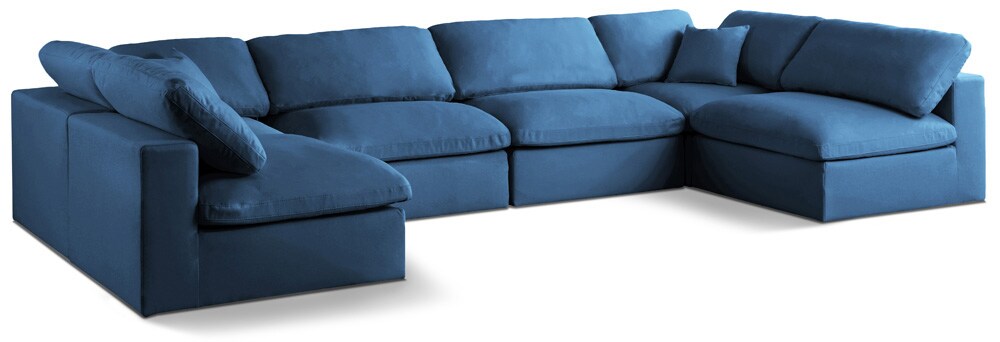Meridian Furniture - Plush Navy Velvet Standard Comfort Modular Sectional - 6Pc - 602Navy-Sec6D veiw 1