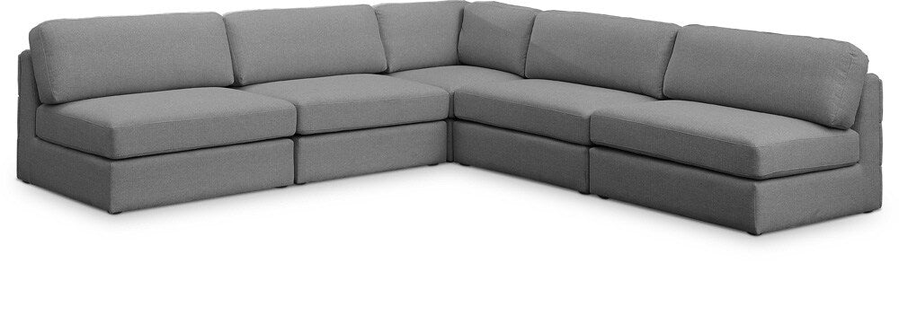 Meridian Furniture - Beckham Grey Durable Linen Textured Fabric Modular Sectional - 5Pc - 681Grey-Sec5C veiw 1