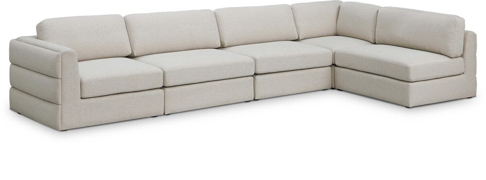 Meridian Furniture - Beckham Beige Durable Linen Textured Fabric Modular Sectional - 5Pc - 681Beige-Sec5B veiw 1
