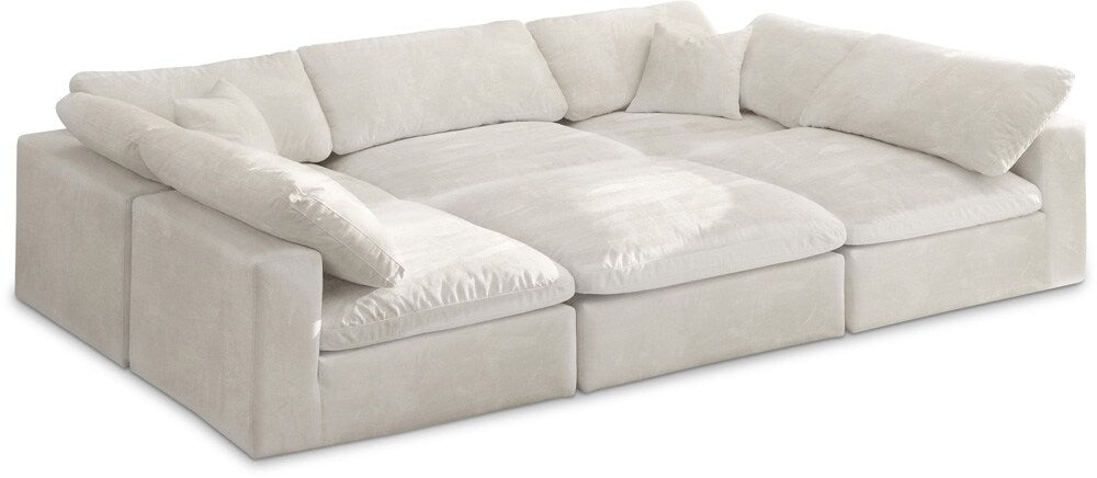 Meridian Furniture - Cozy Cream Velvet Comfort Modular Sectional - 6Pc - 634Cream-Sec6C veiw 1