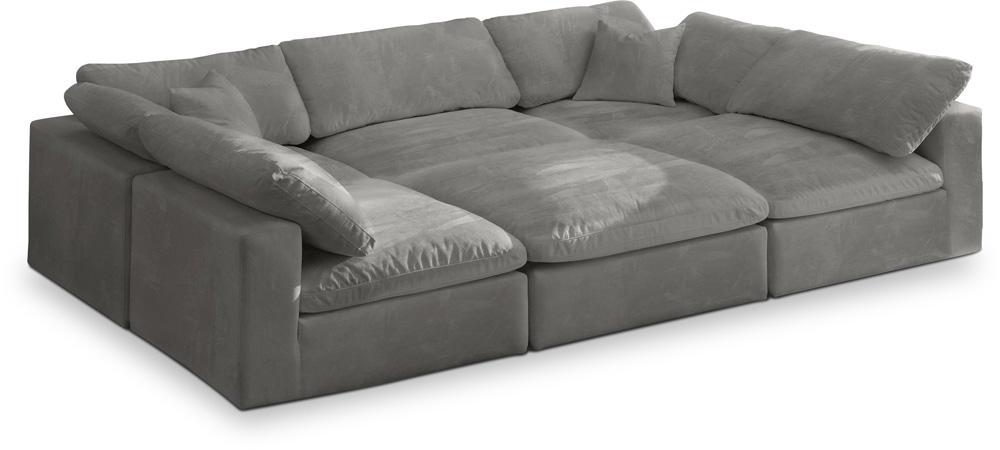Meridian Furniture - Cozy Grey Velvet Comfort Modular Sectional - 6Pc - 634Grey-Sec6C veiw 1
