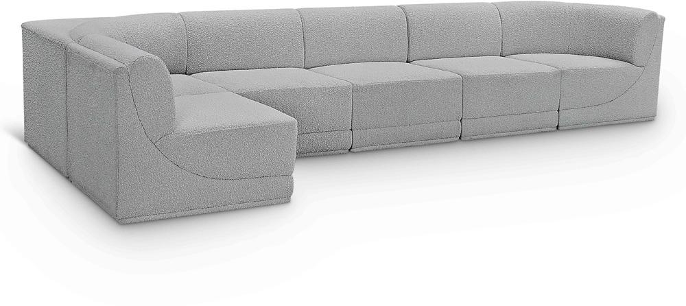 Meridian Furniture - Ollie Grey Boucle Fabric Modular Sectional - 6Pc - 118Grey-Sec6A veiw 1