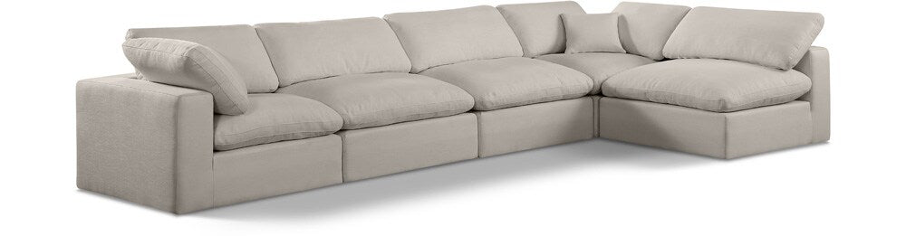 Meridian Furniture - Comfy Beige Linen Textured Fabric Modular Sectional - 5Pc - 187Beige-Sec5D veiw 1