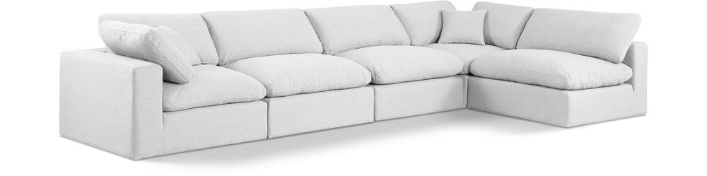 Meridian Furniture - Comfy White Linen Textured Fabric Modular Sectional - 5Pc - 187White-Sec5D veiw 1