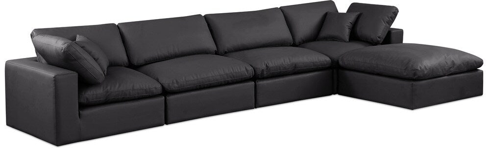 Meridian Furniture - Comfy Black Vegan Leather Modular Sectional - 5Pc - 188Black-Sec5A veiw 1