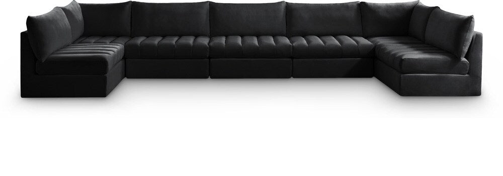 Meridian Furniture - Jacob Black Velvet Modular Sectional - 7Pc - 649Black-Sec7C veiw 1