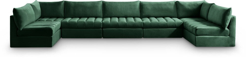 Meridian Furniture - Jacob Green Velvet Modular Sectional - 7Pc - 649Green-Sec7C veiw 1