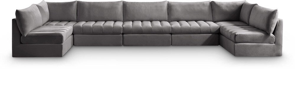 Meridian Furniture - Jacob Grey Velvet Modular Sectional - 7Pc - 649Grey-Sec7C veiw 1