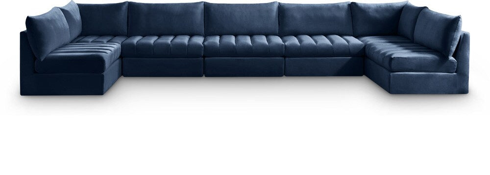 Meridian Furniture - Jacob Navy Velvet Modular Sectional - 7Pc - 649Navy-Sec7C veiw 1