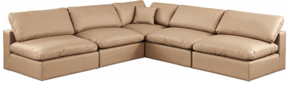 Meridian Furniture - Comfy Tan Vegan Leather Modular Sectional - 5Pc - 188Tan-Sec5B veiw 1