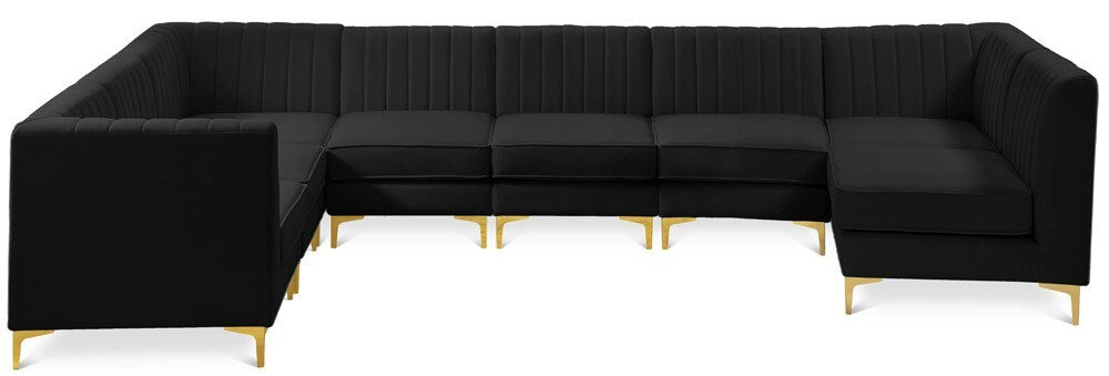 Meridian Furniture - Alina Black Velvet Modular Sectional - 8Pc - 604Black-Sec8A veiw 1