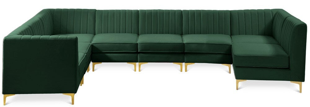 Meridian Furniture - Alina Green Velvet Modular Sectional - 8Pc - 604Green-Sec8A veiw 1